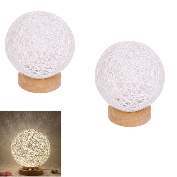 EVERSO LED Rattan Ball Night Light USB Table Lamp